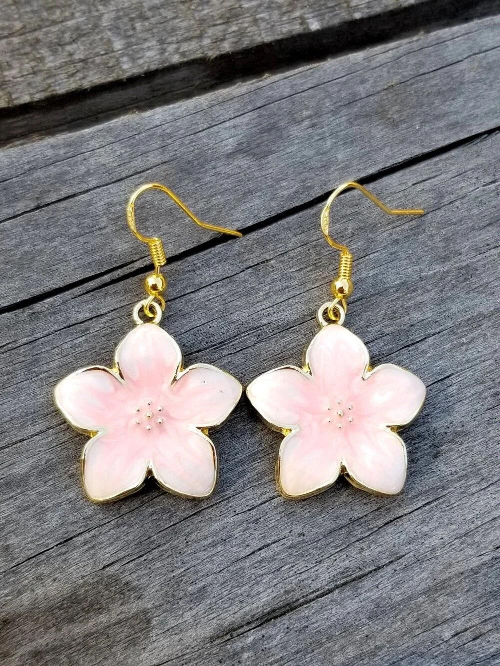 14k Gold Pink Tourmaline Floral Stud Earrings, Pink Flower Dangle Earrings